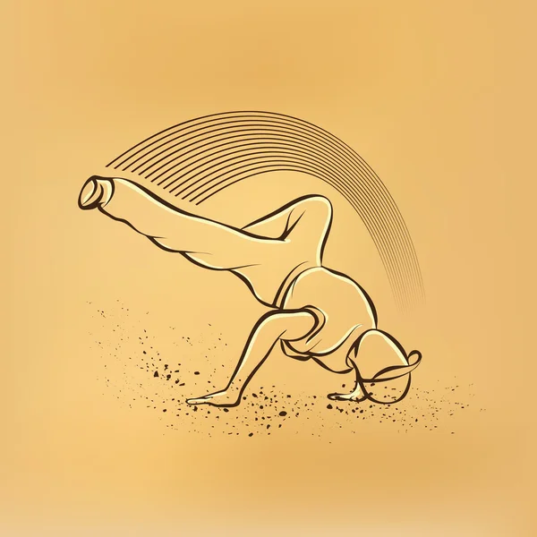 Breakdance freeze. Vector retro drawing illustration. — Stock Vector