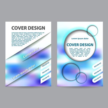 Soyut geometrik broşür şablonları. Mavi tonlarında, vektör düz kapak düzeni A4 boyutunda.