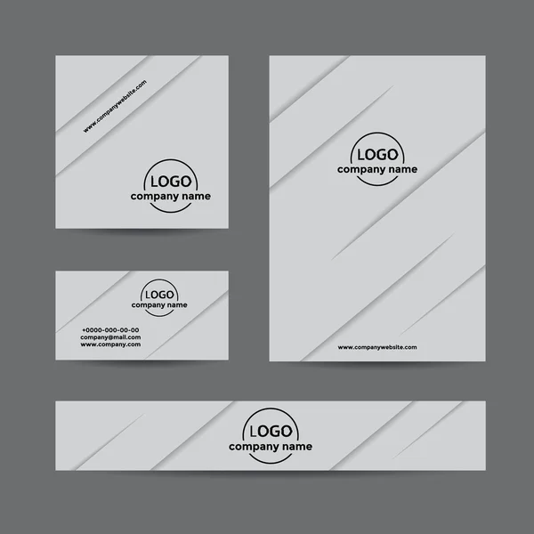 Abstract corporate set of business card , cover, and banner. Vector gray material design background for company branding. — Stock Vector