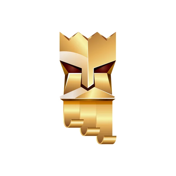 Király fehér alapon arany vezetője. Absztrakt fémes sokszögű logó Isten arany koronát. — Stock Vector