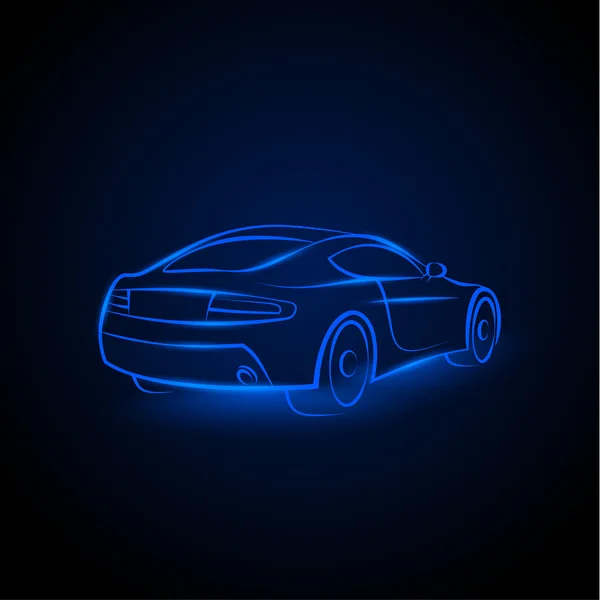 Vektor rotes Neonauto. lineare Auto-Illustration auf schwarzem Hintergrund. — Stockvektor
