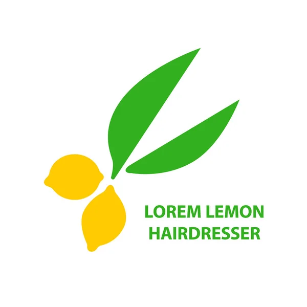 Idea de logotipo de tijeras y limones para la tarjeta de visita de peluquería, marca e identidad corporativa. — Archivo Imágenes Vectoriales