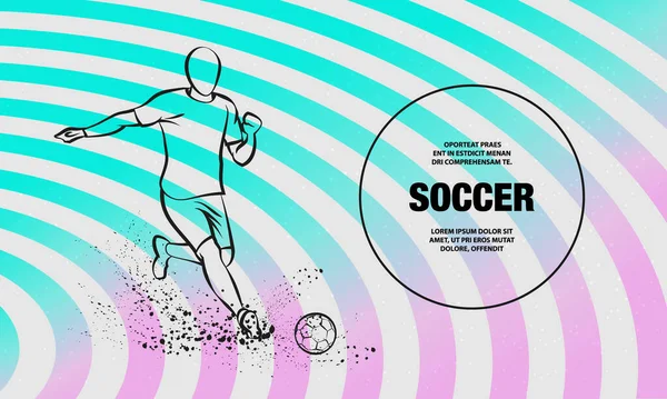 Soccer striker. Football player hits the ball. Vector outline of Soccer player sport illustration. — Stock Vector