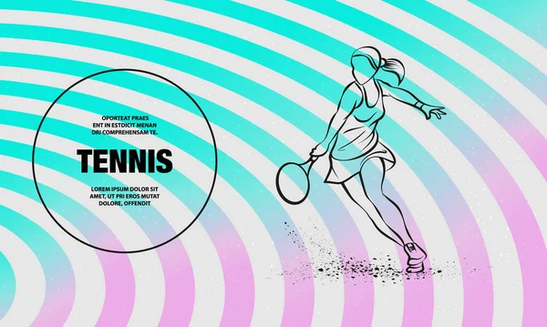 Mujer tenista profesional ilustración. Esquema vectorial de la ilustración del deporte del tenis. — Archivo Imágenes Vectoriales