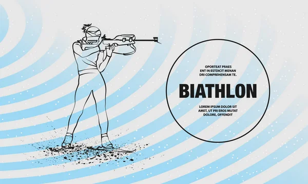 Biathlonmädchen schießen in der Stehposition. Vektorskizze Biathlonski Illustration. — Stockvektor