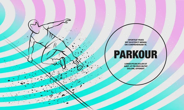 Parkour bir engelin üzerinden atladı. Parkour illüstrasyonunun vektör çizgisi. — Stok Vektör