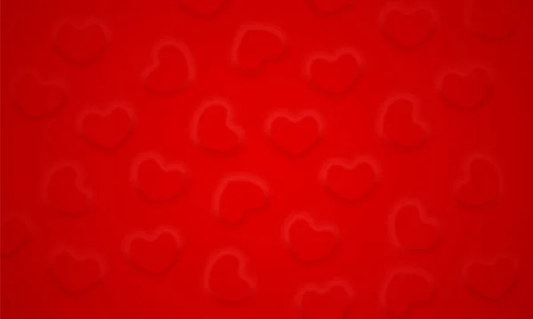 Měkké Vypouklé Srdce Vzor Červeném Pozadí Červená Srdce Ilustrace Stylu — Stockový vektor