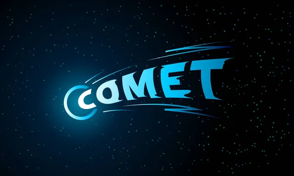Blue Comet Schriftzug Emblem auf schwarzem Hintergrund. — Stockvektor