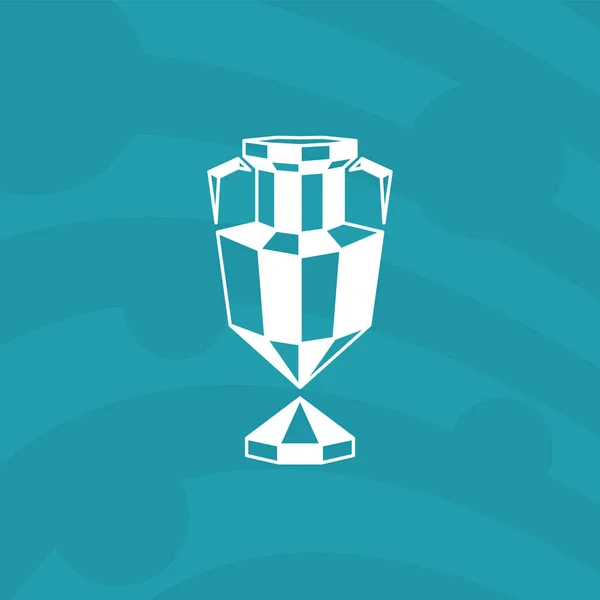 추상 우승자 컵 아이콘 이 파란색 배경에 있습니다. 축구 대회를 위한 종합 축구 트로피 로고. — 스톡 벡터