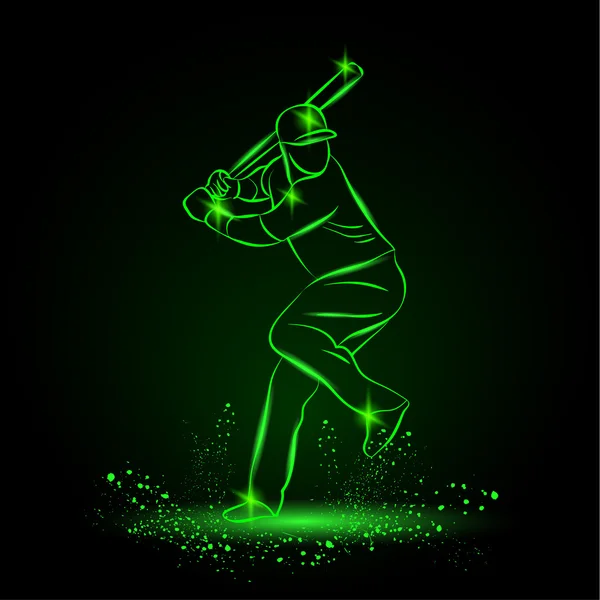 Jugador de béisbol con un bate . — Vector de stock