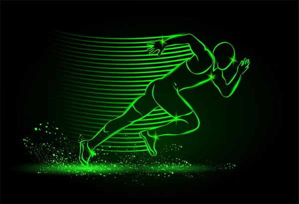 Neon running man — Stock Vector