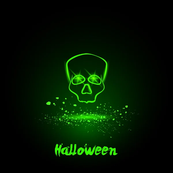 Halloween brilhante crânio de néon —  Vetores de Stock