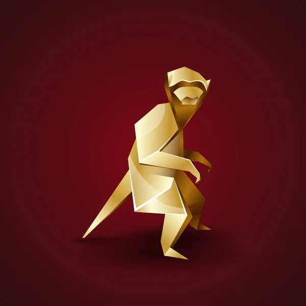 Вектор золота мавпа орігамі — стоковий вектор