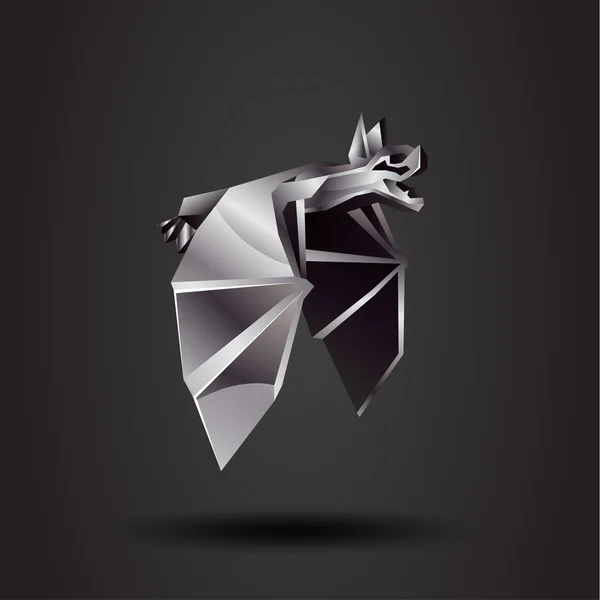 Vektorové origami chrome bat — Stockový vektor