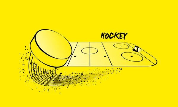 Arena de hockey y disco volador . — Vector de stock