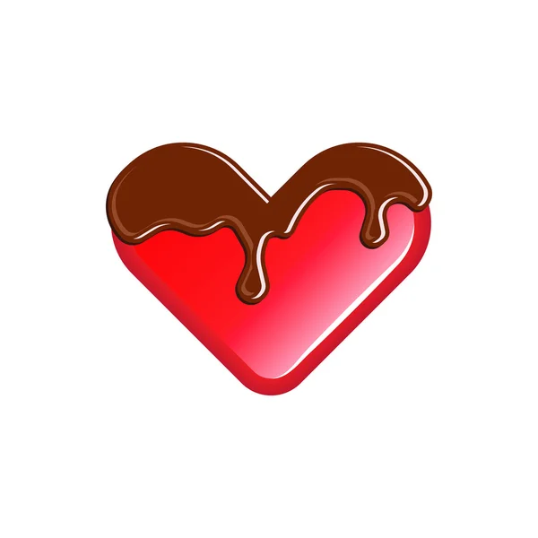 Ζελέ γλυκιά καρδιά χύνεται φοντάν σοκολάτας — Διανυσματικό Αρχείο