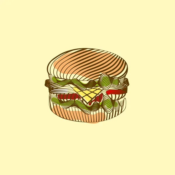 Hambúrguer vintage pintado — Vetor de Stock