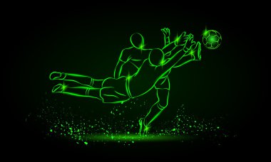 Futbolcu ve Kaleci topu için mücadele.