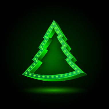 3D neon Noel ağacı afiş