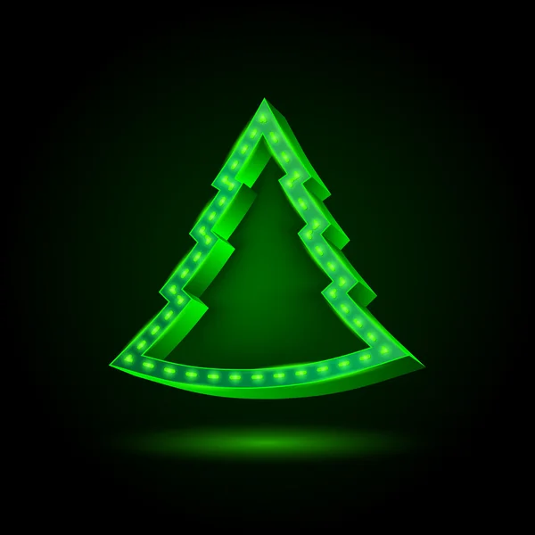3D-neon Christmas tree banner — Stockvector