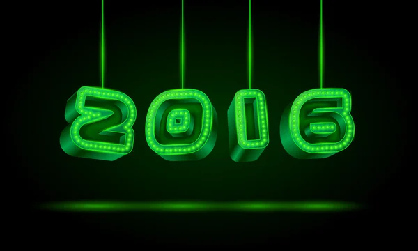 Happy 2016 nový rok 3d text na vlákna. — Stockový vektor