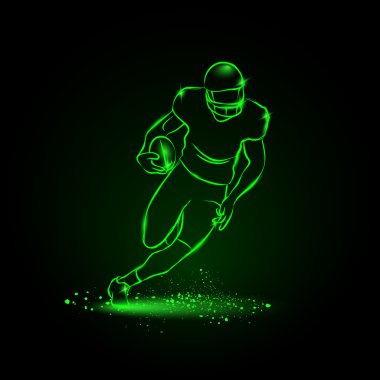 Futbol. Oyuncu topu ile kaçıyor. Neon tarzı
