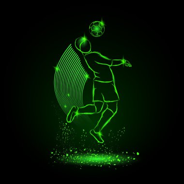 Futbol. Bïrak-vur kafa tarafından. Neon tarzı.