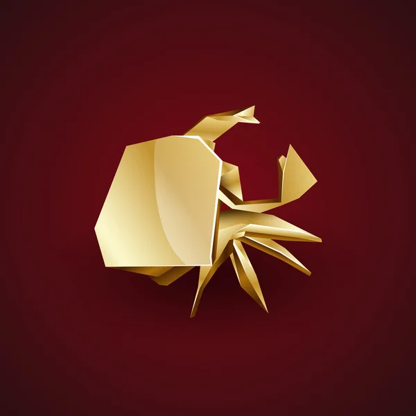 3d oro origami cangrejo — Archivo Imágenes Vectoriales