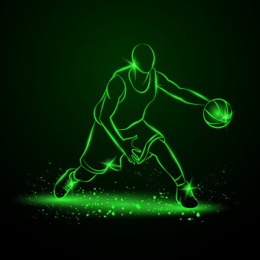 Topu ile basketbolcu. Neon tarzı