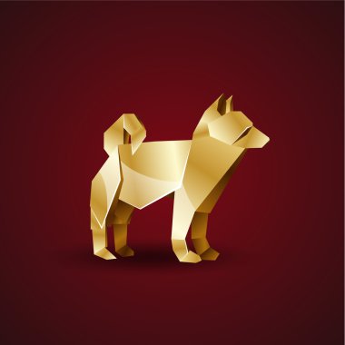 vektör altın origami köpek. Laika