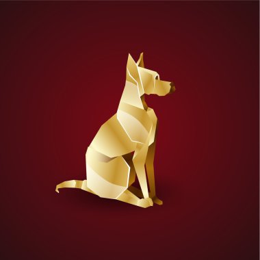 vektör altın origami köpek. Büyük Dane