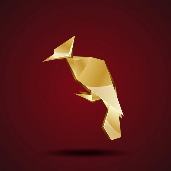 Wektor złoty origami Dzięcioł — Wektor stockowy