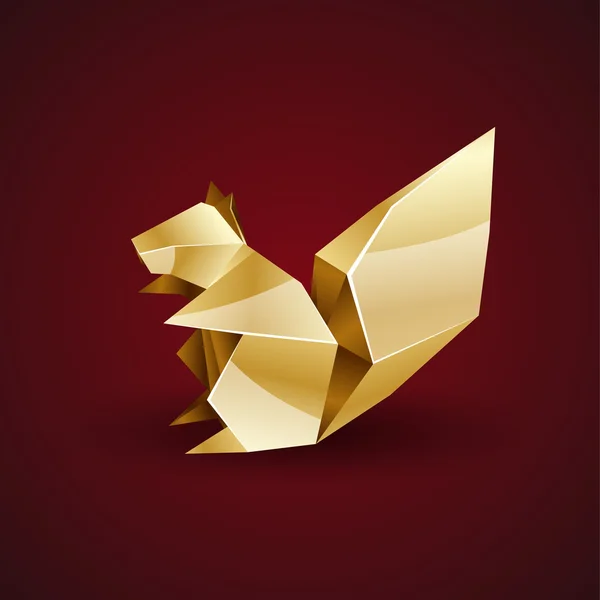 Vektor goldenes Origami-Eichhörnchen — Stockvektor