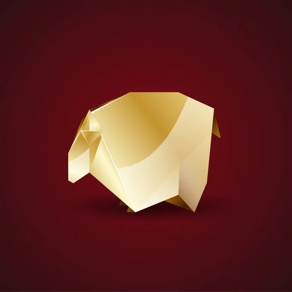 Wektor złoty origami owiec — Wektor stockowy