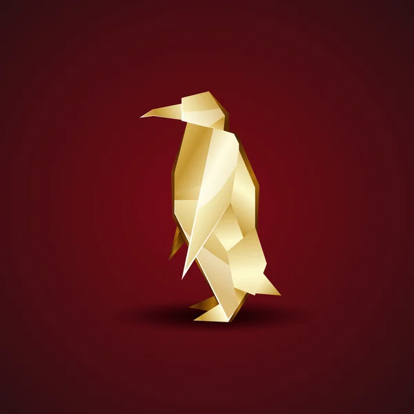 Vektor goldener Origami-Pinguin — Stockvektor