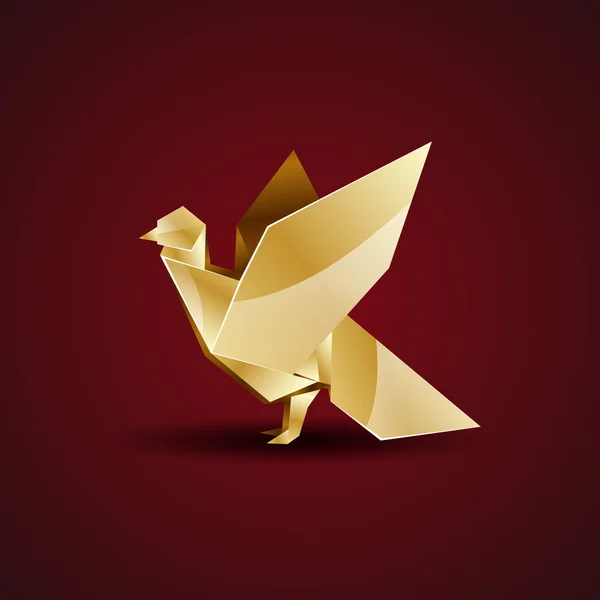 Vector gyllene origami duva — Stock vektor