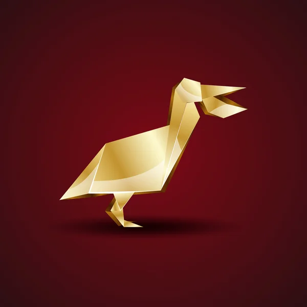 Vector gyllene origami pelican — Stock vektor