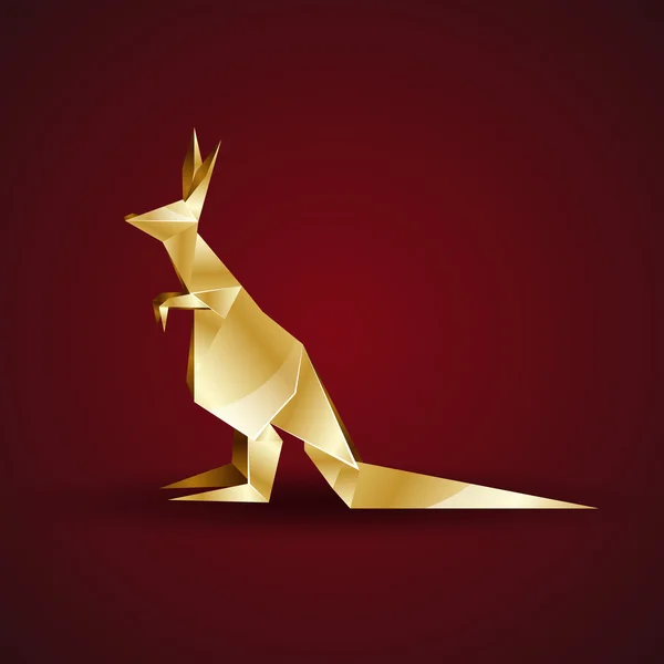 Vektor goldenes Origami-Känguru — Stockvektor