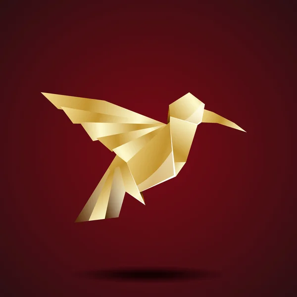 Vektor goldener Origami-Kolibri — Stockvektor