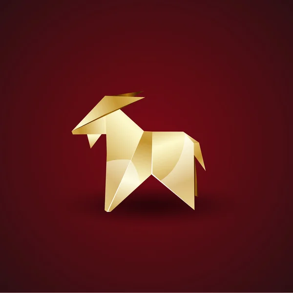 Wektor złoty origami koza — Wektor stockowy