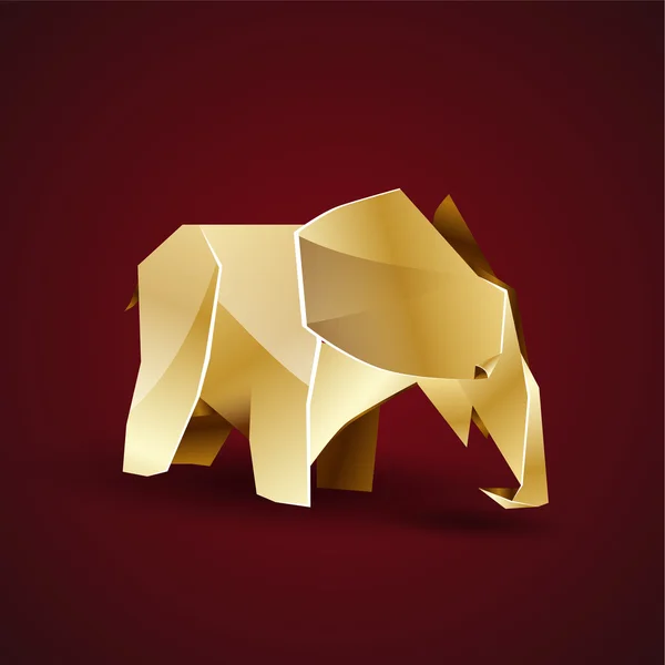 Origami dorado elefante bebé pequeño — Vector de stock