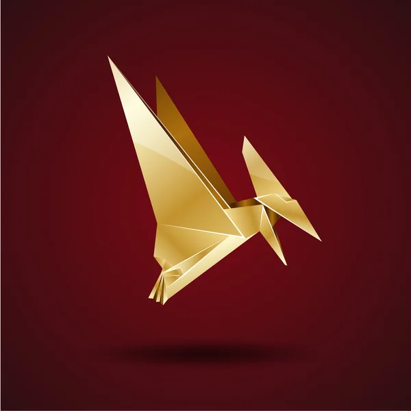 Złoty origami pterodaktyla — Wektor stockowy