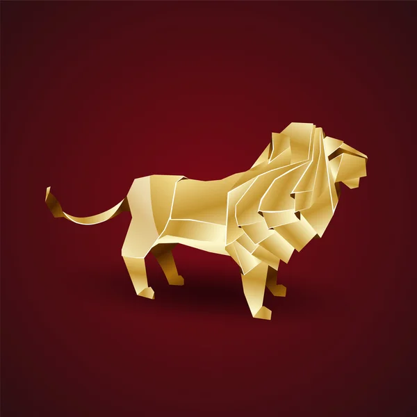 León dorado de origami — Vector de stock