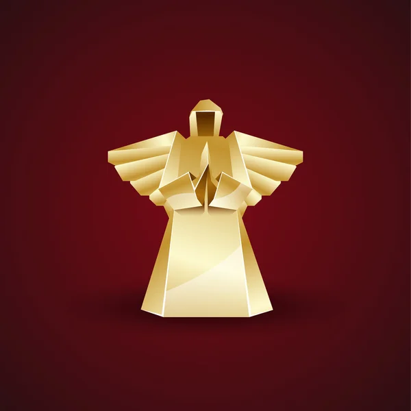 Wektor złoty origami anioł — Wektor stockowy