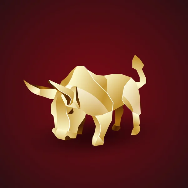 Vektor goldener Origami-Stier — Stockvektor