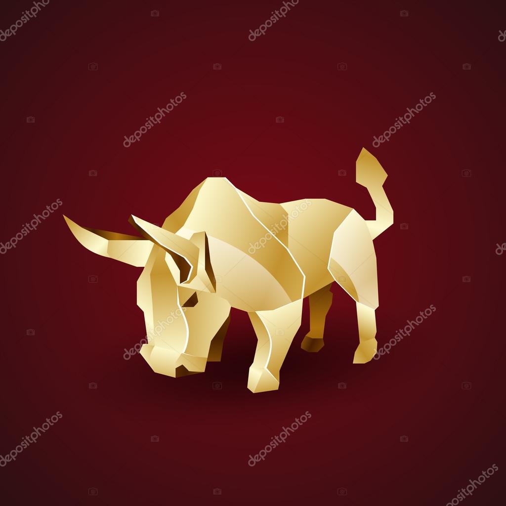 Vector golden origami bull