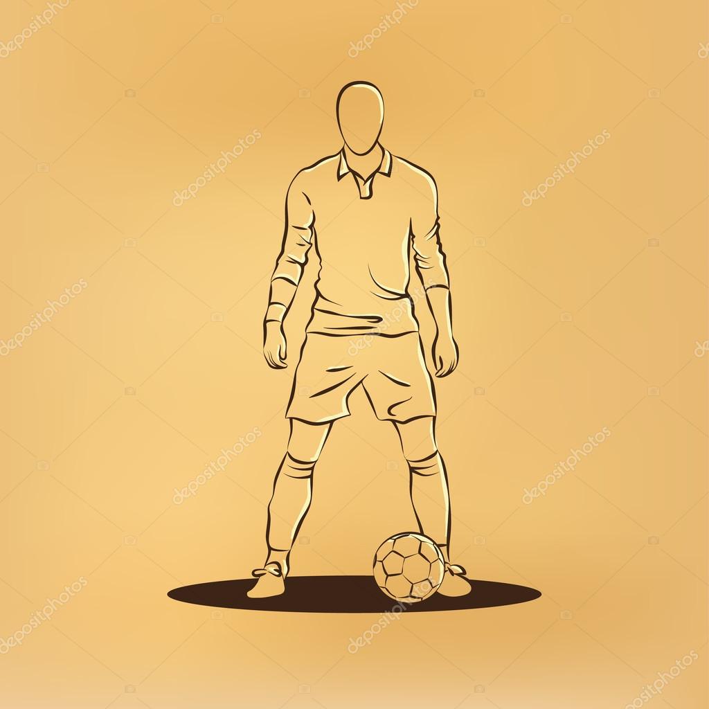 Soccer player stands near the ball and prepare for a kick. — Stock