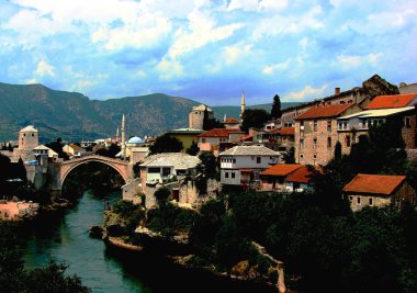 Neretva Nehri Mostar, Bosna Hersek için üzerinde köprü