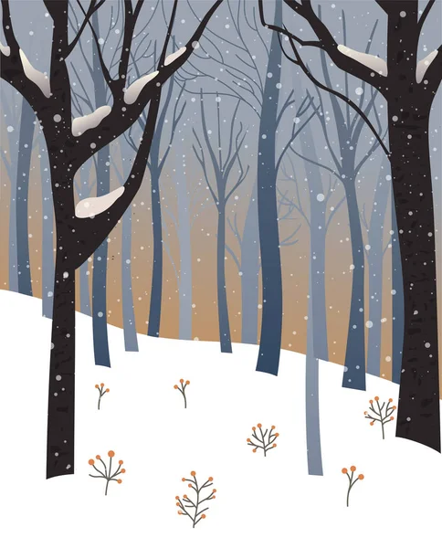 Ilustración vectorial del bosque de invierno — Vector de stock