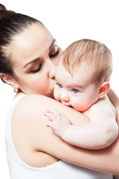 Mom kissing baby — Stock Photo, Image